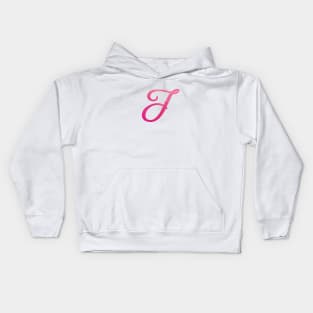 Letter J Monogram, Pink Color Personalized Design Kids Hoodie